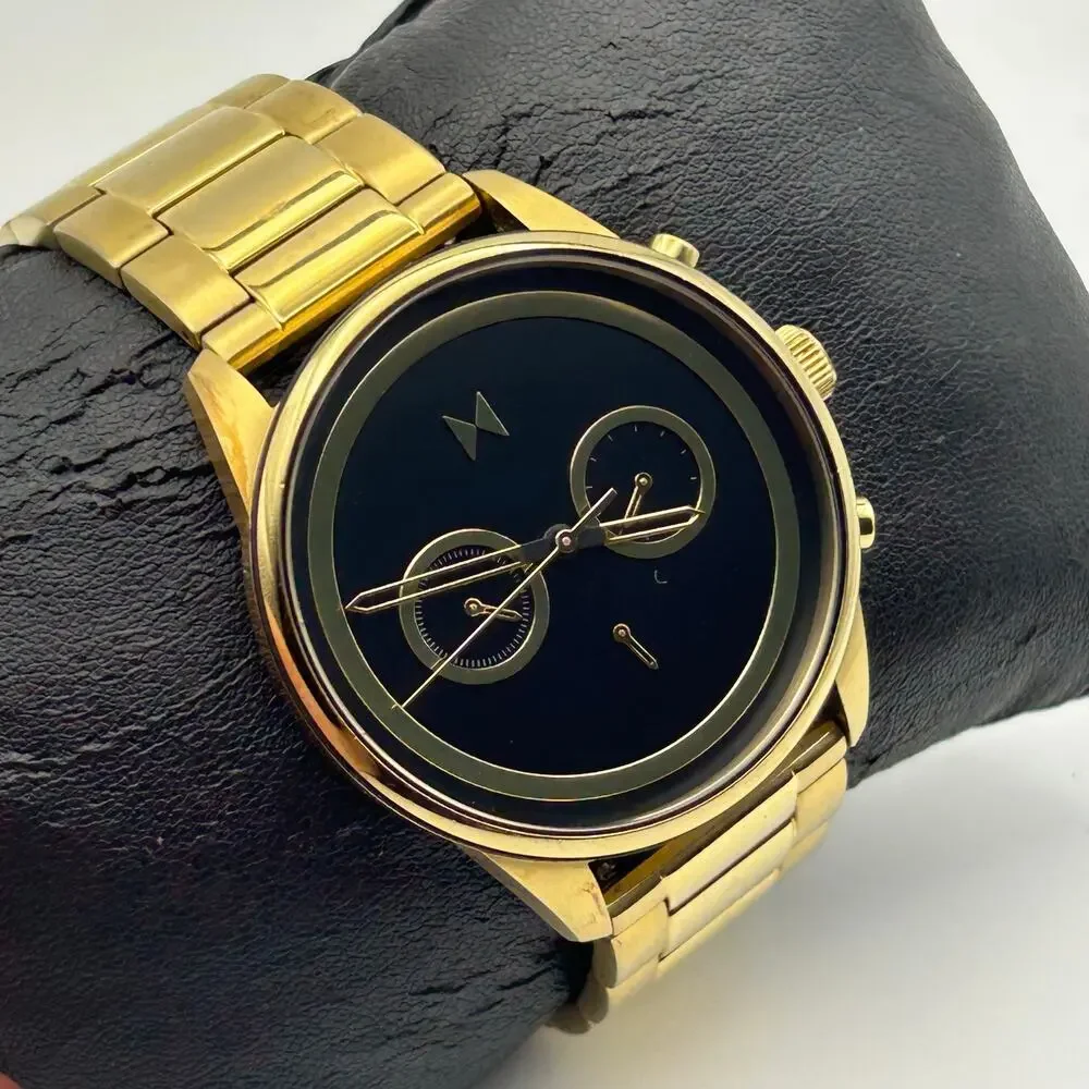 MVMT Powerlane Watch Gold-tone St. Steel Sleek Black Chronograph Dial